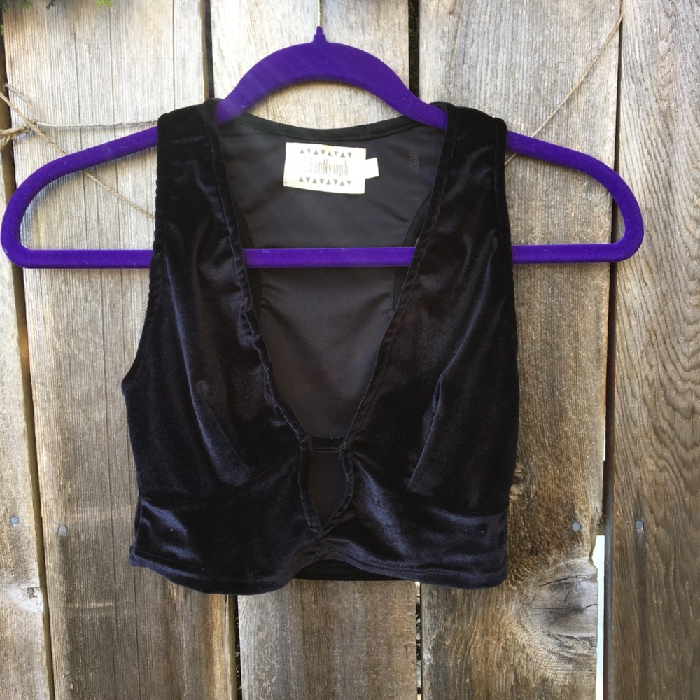 Black Velvet Crop Top